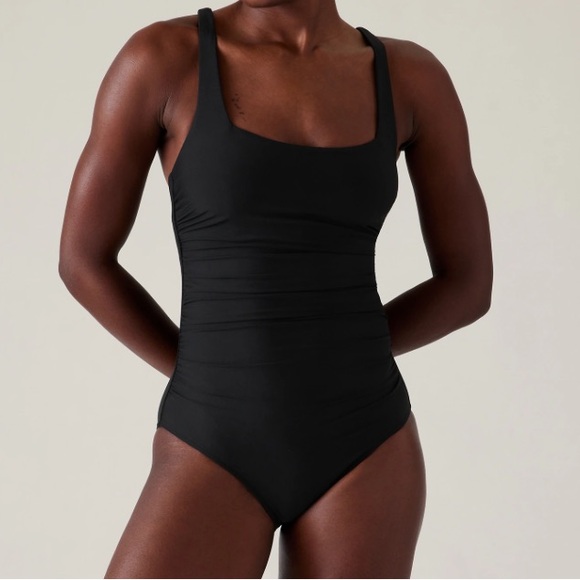 Athleta Black Square Neck One Piece Swimsuit - Picture 1 of 3
